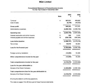 MQA Limited dane finansowe